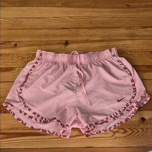 Nike Light Pink Women's Athletic Shorts with Dark Pink Swoosh